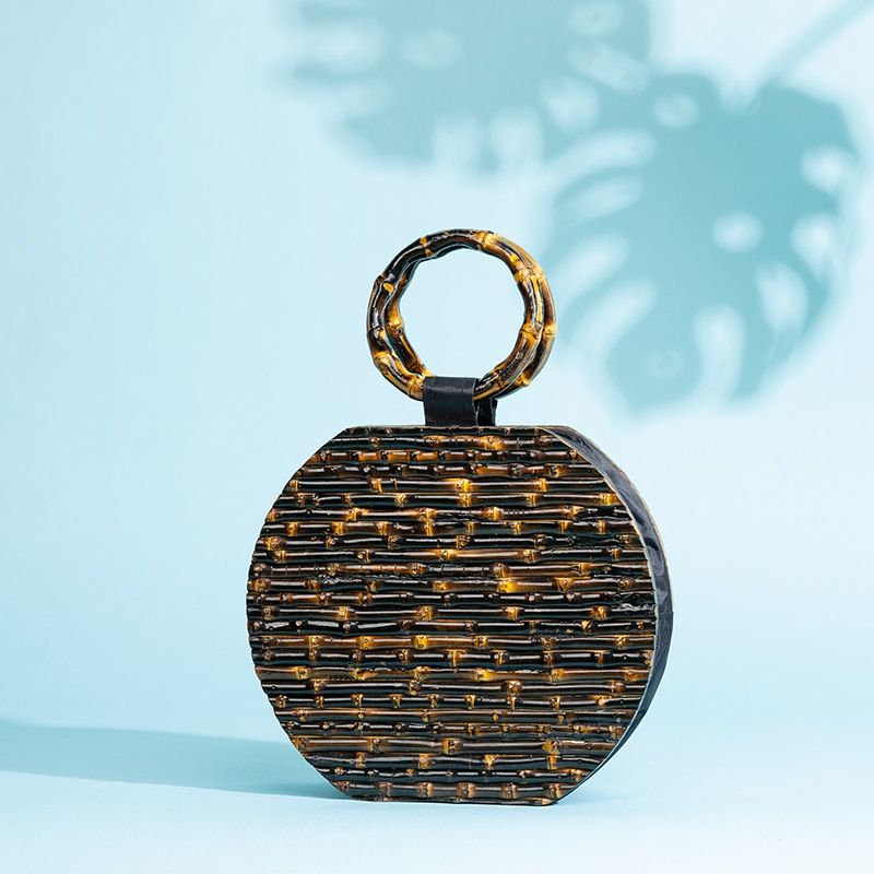 Bamboo Straw Handbag Bag with Handle
