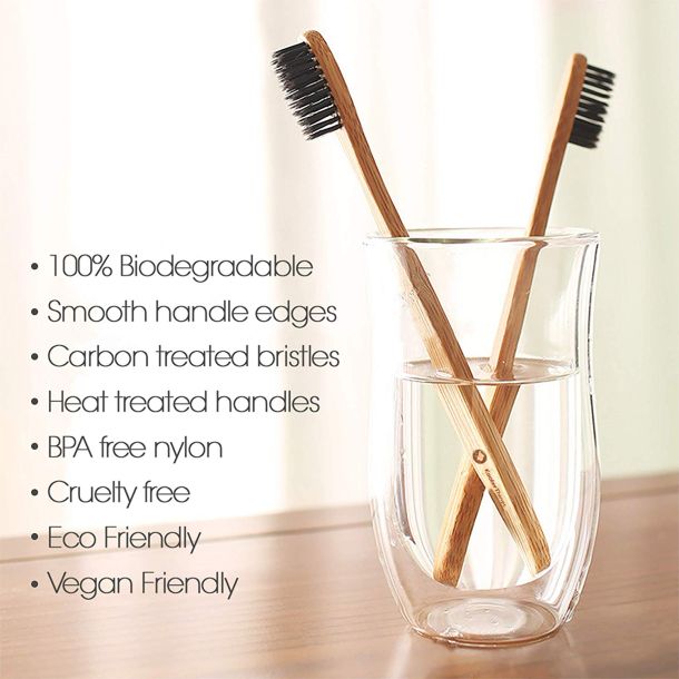 Biodegradable Natural Charcoal Bamboo Toothbrushes