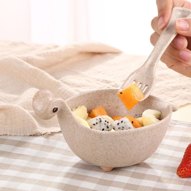 Bamboo Dinosaur Slip-Proof Baby Bowl
