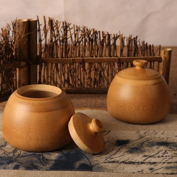 Bamboo Covered Storage Jar